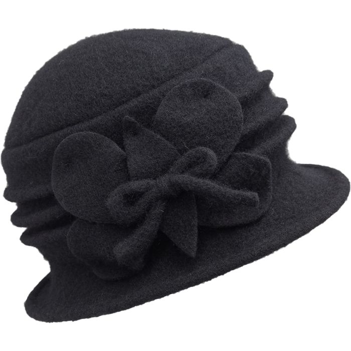 Womens Wool Vintage Cloche Hat