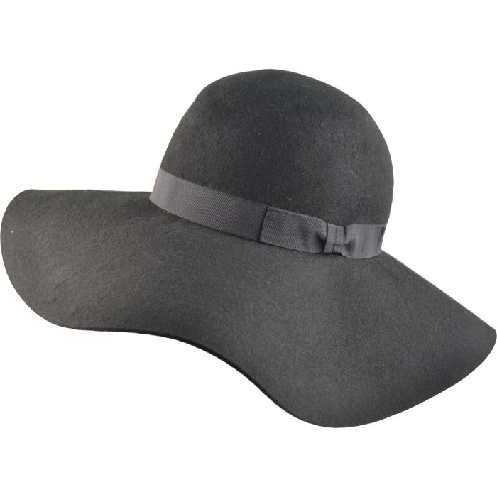 Womens Wide Brim Wool Cloche Hat
