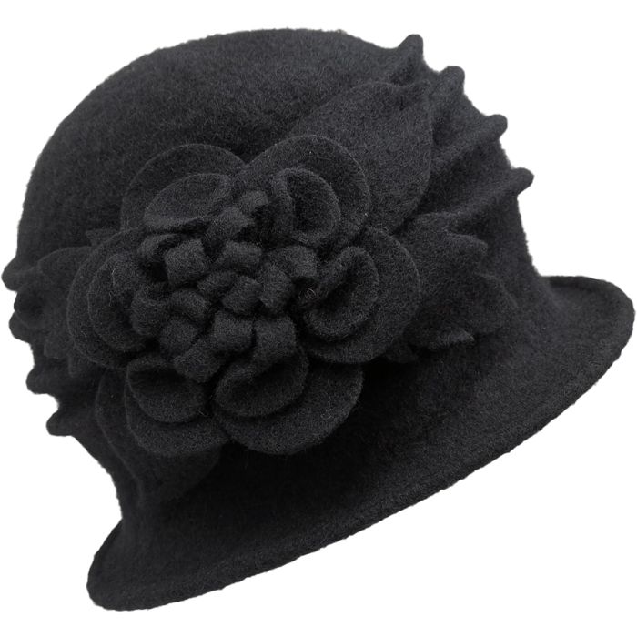 Womens Wool Vintage Cloche Hat