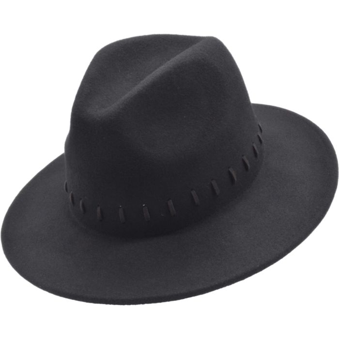 Womens Wide Brim Wool Felt Fedora Hat