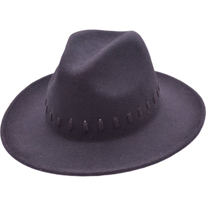 Womens Wide Brim Wool Felt Fedora Hat