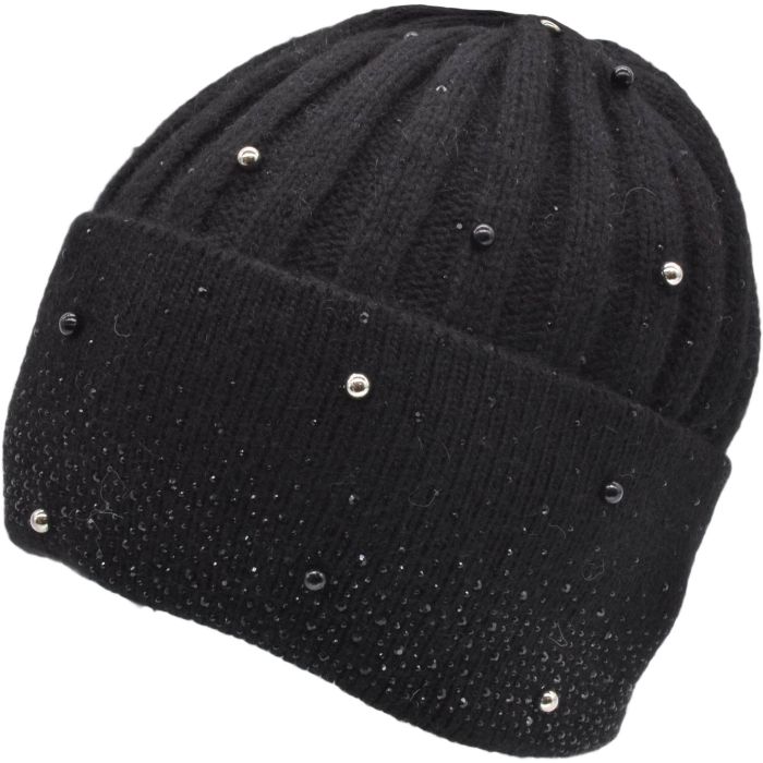 Beaded Knitted Beanie Hat