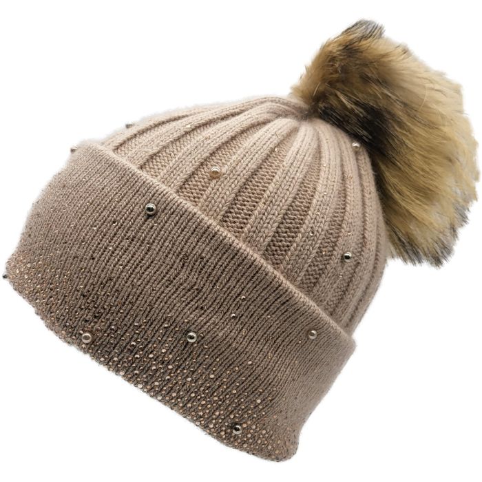 Beaded Knitted Beanie Hat