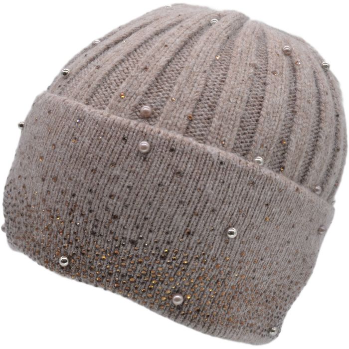 Beaded Knitted Beanie Hat