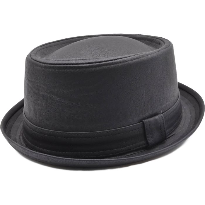 Faux Leather Pork Pie Hat