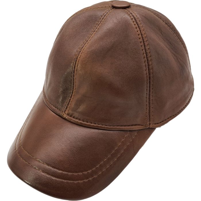 Genuine Leather Plain Baseball Cap