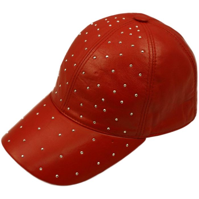 Genuine Leather Studded Baseball Cap