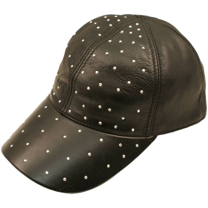 Genuine Leather Studded Baseball Cap