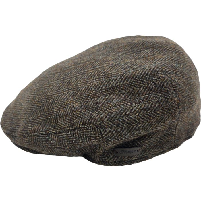 100% Wool Herringbone Flat Cap