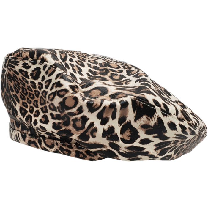 Womens PVC Leopard French Berets