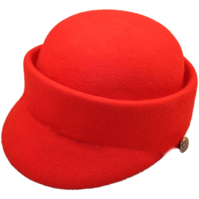 Womens Wool Felt Peaked Cloche Hat