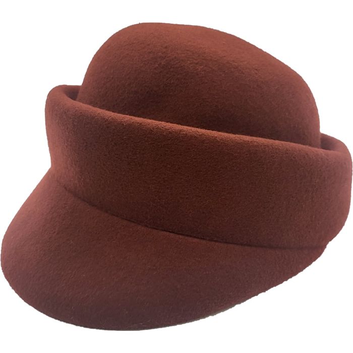 Womens Wool Felt Peaked Cloche Hat