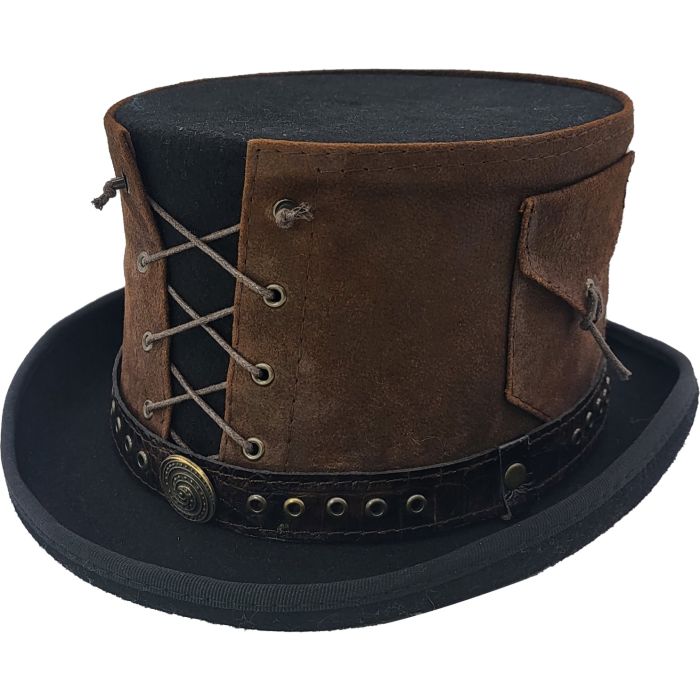 Leather Strapped Top Hat