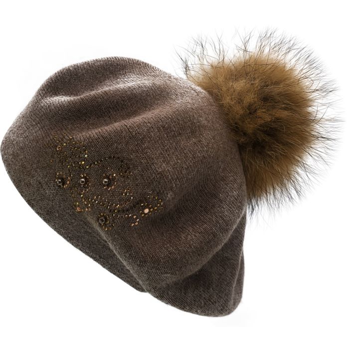 Flower Patterned Pompom Beret