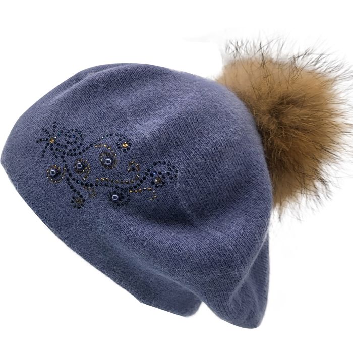Flower Patterned Pompom Beret