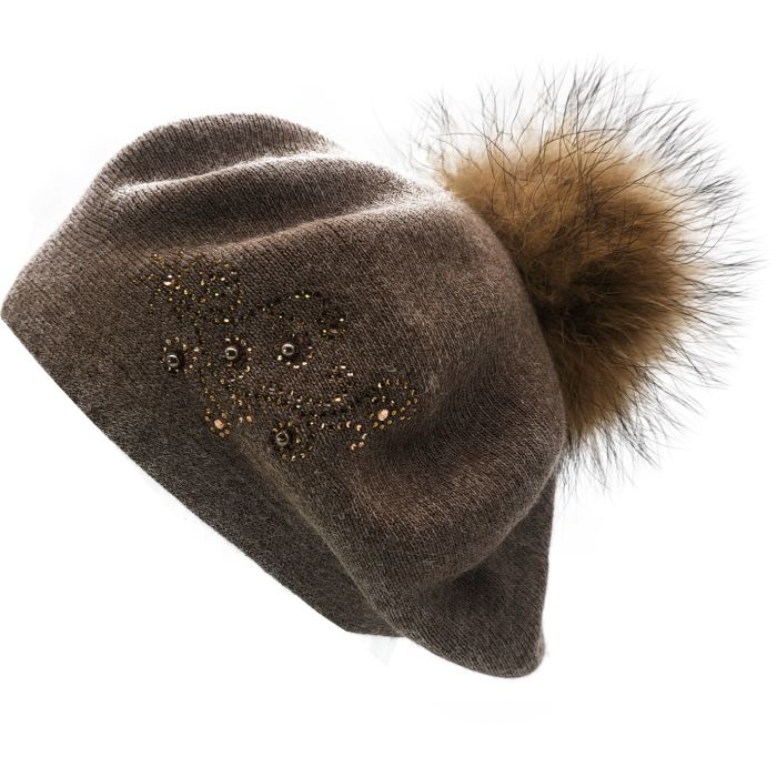 Flower Patterned Pompom Beret