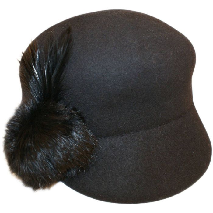 Womens Wool Felt Peaked Cloche Hat