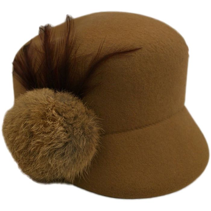 Womens Wool Felt Peaked Cloche Hat