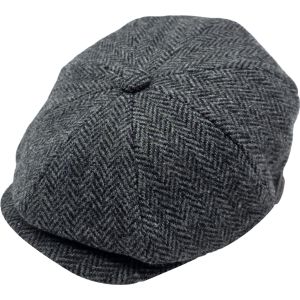 Classic Wool Grey Herringbone Newsboy Cap