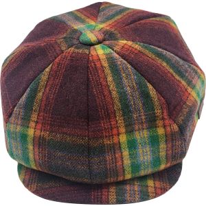 Multicolour Checked Newsboy Cap