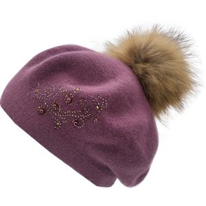 Flower Patterned Pompom Beret