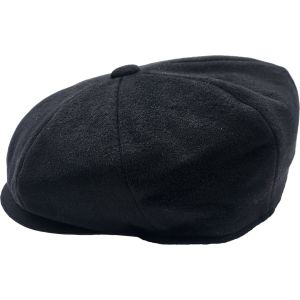 Black Cashmere-Blend Wool Newsboy Cap