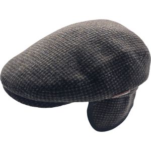Check Pattern Flat Cap with Ear Flaps