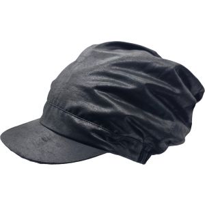 Faux Leather Peaked Long Rasta Hat