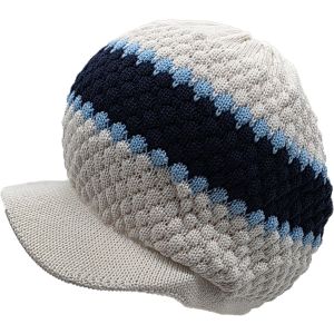 Rasta Knitted Beanie Hat with Peak