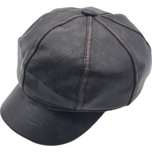 Women’s Faux Leather Newsboy Cap