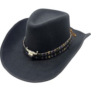 Western Cowboy Hat with Bull Skull Band