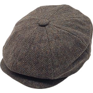 Classic Wool Grey Herringbone Newsboy Cap