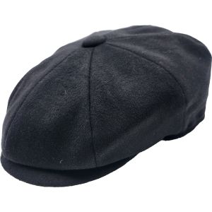 Black Cashmere-Blend Wool Newsboy Cap