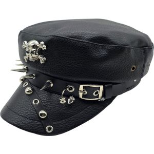 Captain Breton Sailor Cap – Punk Studded Skull Design
