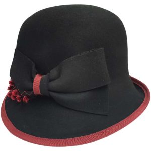 Womens Wool Felt Vintage Cloche Hat