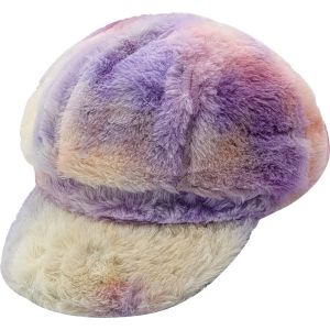 Women's Multi-Colour Fluffy Newsboy Cap
