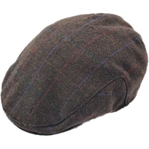Kids Dark Brown Checked Flat Cap
