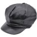 Black Faux Leather Newsboy Hat