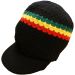 Pan African Large Knitted Peaked Rasta Hat - Light Grey