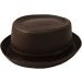 Faux Leather Pork Pie Hat - Brown