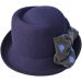 Womens Wool Felt Vintage Cloche Hat - Navy Blue