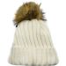 Knitted Beanie with Fleece Lining and Detachable Pompom