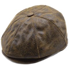Classic Crack Leather Newsboy Cap