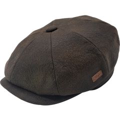 Classic Brown Faux Leather Newsboy Cap