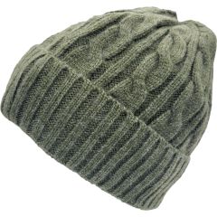 Classic Kintted Rope Cable Beanie Hat-Green