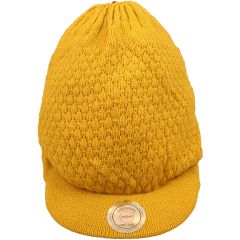 Large Knitted Peaked Rasta Hat - Yellow