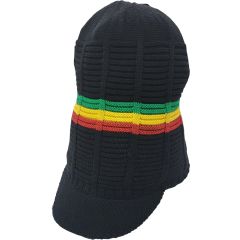 Pan African Large Knitted Peaked Rasta Hat