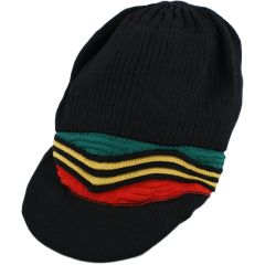 Pan African Large Knitted Peaked Rasta Hat