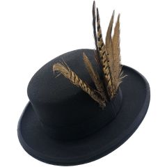 Wool Felt Top Hat with Feather