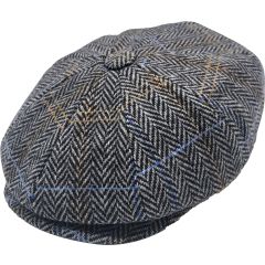 Checked Herringbone Newsboy Cap
